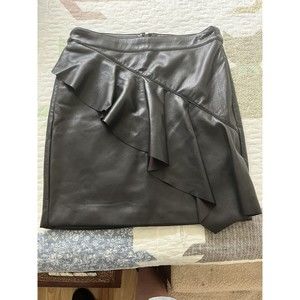 Guess Women's Size 6 Faux Leather Ruffled Black Mini Skirt